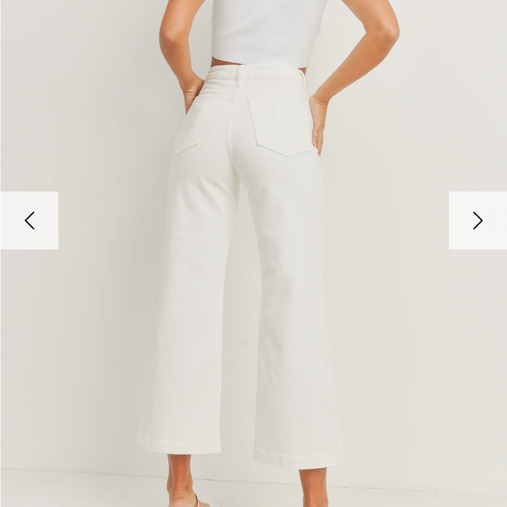 JUST BLACK DENIM: High rise, flared crop ivory denim pant, size 24 - Picture 4 of 14
